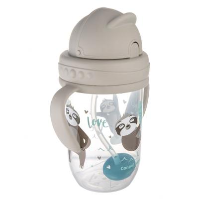 Canpol babies Exotic Animals Non-Spill Expert Cup With Weighted Straw Grey Trinkbecher für Kinder 270 ml