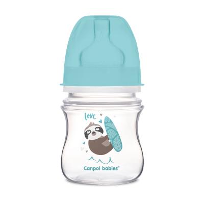Canpol babies Exotic Animals Easy Start Anti-Colic Bottle Blue 0m+ Babyflasche für Kinder 120 ml