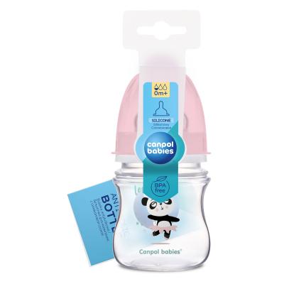 Canpol babies Exotic Animals Easy Start Anti-Colic Bottle Pink 0m+ Babyflasche für Kinder 120 ml