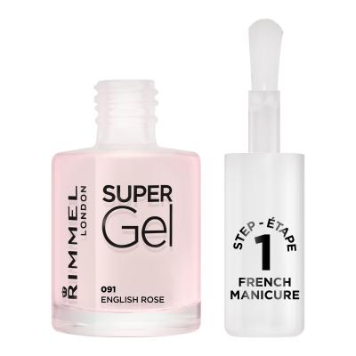 Rimmel London Super Gel French Manicure STEP1 Nagellack für Frauen 12 ml Farbton  091 English Rose