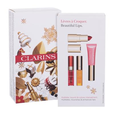 Clarins Joli Rouge Moisturizing Kit Geschenkset Lippenstift 1,5 g + Liploss Natural Lip 01 Rose 5 ml + Lippenöl 01 Honey 2,8 ml + Lipgloss Water Lip Stain 03 Red Water 2,8 ml