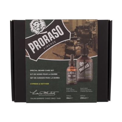 PRORASO Cypress & Vetyver Special Beard Care Set Geschenkset Bartshampoo Cypress & Vetyver 200 ml + Bartöl Cypress & Vetyver 30 ml