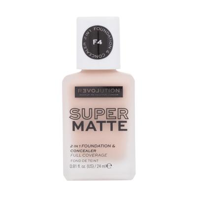 Revolution Relove Super Matte 2 in 1 Foundation & Concealer Foundation für Frauen 24 ml Farbton  F4