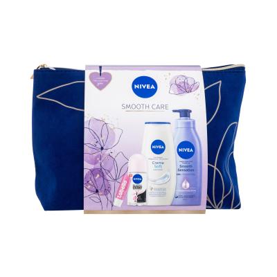 Nivea Smooth Care Geschenkset Körpermilch Smooth Sensation 400 ml + Duschgel Creme Soft 250 ml + Antiperspirant Black & White Invisible Clear 50 ml + Lippenbalsam Labello Soft Rosé 4,8 g + Kosmetiketui