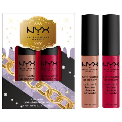NYX Professional Makeup Mrs. Claus Lip Cream Duo Geschenkset Lippenstift Soft Matte Lip Cream 8 ml Abu Dhabi + Lippenstift Soft Matte Lip Cream 8 ml Monte Carlo