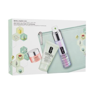 Clinique Better, Brighter Skin Geschenkset Gesichtsserum Even Better Clinical Radical Dark Spot Corrector 30 ml + Gesichtspeeling 7 Day Scrub Cream Rinse-Off Formula 30 ml + Augencreme All About Eyes Reduces Circles 5 ml + Kosmetiketui