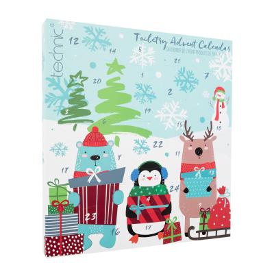 Technic Toiletry Advent Calendar Geschenkset Duschgel 30 ml + Handseife 30 ml + Körpermilch 30 ml + Handcreme 30 ml + Badeschaum 30 ml + Seife 9 St. + Badebombe 5 St. + Badesalz 1 St. + Stein für Füße 1 St. + Nagelzange 1 St. + Pinzette 1 St. + Schwamm 1 St.