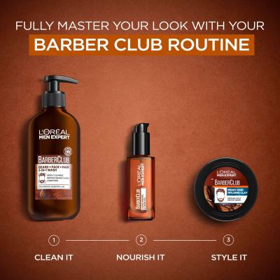 L&#039;Oréal Paris Men Expert Barber Club Messy Hair Molding Clay Haarcreme für Herren 75 ml