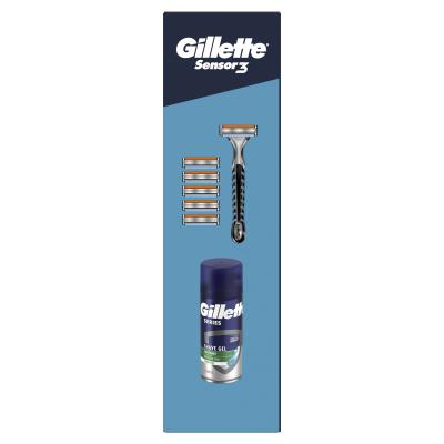 Gillette Sensor3 Sensitive Geschenkset Sensor3 Rasierer 1 St. + Sensor3 Ersatzköpfe 5 St. + Series Shave Gel Soothing Aloe Vera 75 ml