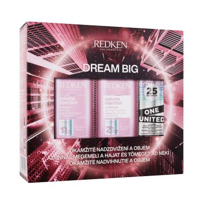 Redken Volume Injection Dream Big Geschenkset Shampoo Volumen Injektion 300 ml + Conditioner Volumen Injektion 300 ml + Haarpflege One United All-In-One Multi-Benefit-Kur 150 ml