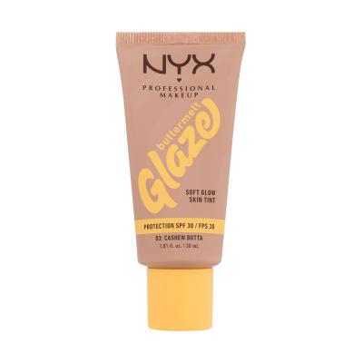 NYX Professional Makeup Buttermelt Glaze Soft Glow Skin Tint SPF30 Foundation für Frauen 30 ml Farbton  03 Cashew Butta