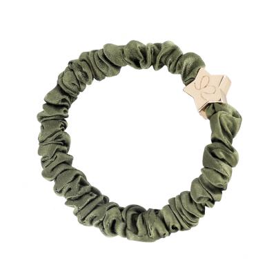 By Eloise London Skinny Silk Scrunchie Gold Star Haargummi für Frauen 1 St. Farbton  Olive Green