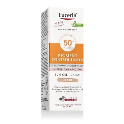 Eucerin Sun Protection Pigment Control Tinted Gel-Cream SPF50+ Sonnenschutz fürs Gesicht für Frauen 50 ml Farbton  Light