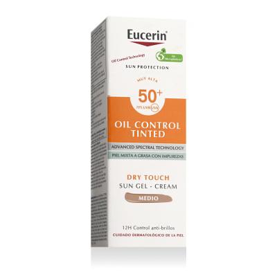 Eucerin Sun Oil Control Tinted Dry Touch Sun Gel-Cream SPF50+ Sonnenschutz fürs Gesicht 50 ml Farbton  Medium