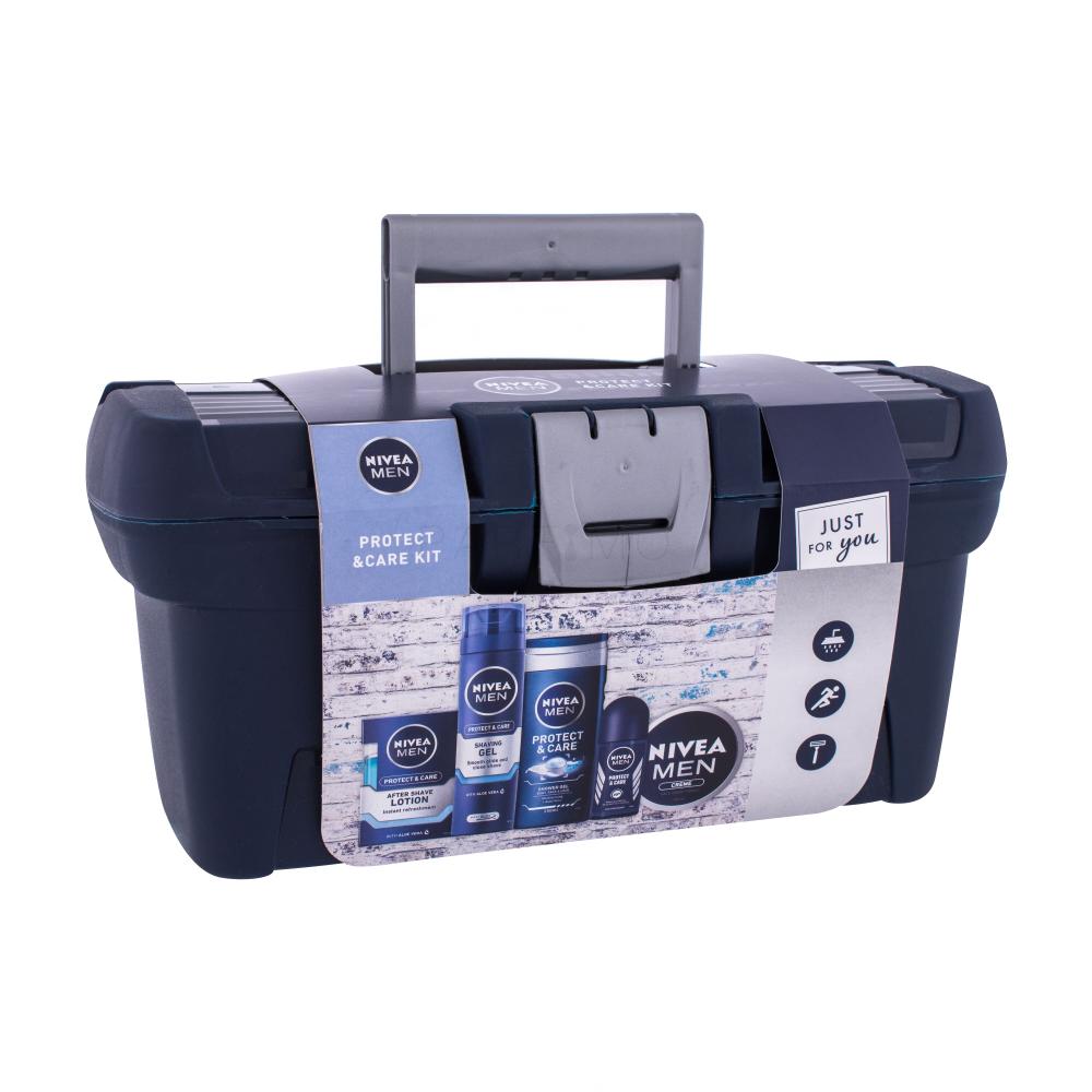 Nivea Men Protect & Care Geschenkset Duschgel 250 ml + After Shave Wasser 100 ml + Antiperspirant Roll-on 50 ml + Universelle Creme Men Creme 150 ml + Rasiergel 200 ml + Werkzeugkasten