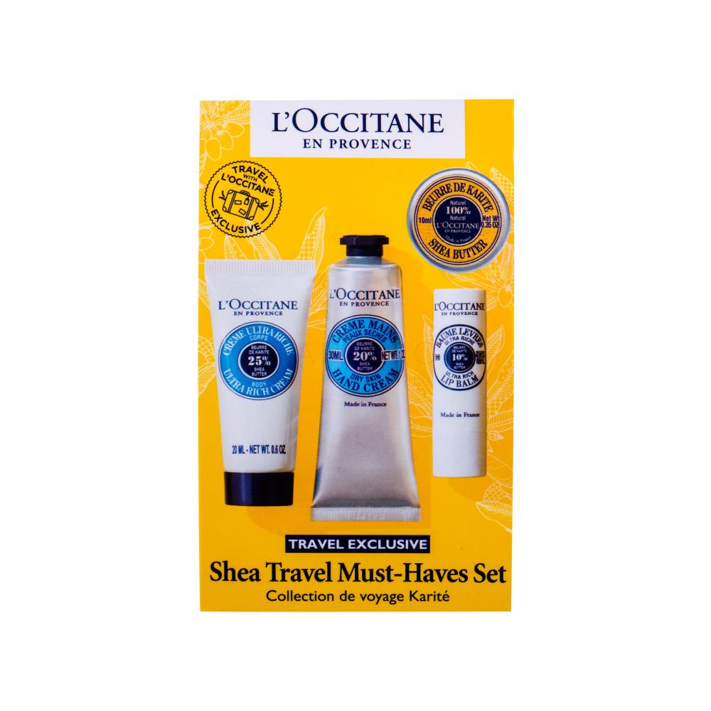 L'Occitane Shea Butter Travel Set Geschenkset Körpercreme 20 ml + Handcreme 30 ml + Lippenbalsam 2 g + Körperbalsam 10 ml
