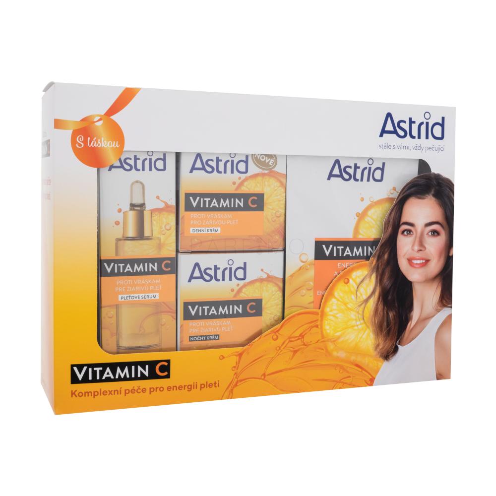 Astrid Vitamin C Geschenkset Hautserum Vitamin C Serum 30 ml + Tagescreme Vitamin C Day Cream 50 ml + Nachtcreme Vitamin C Night Cream 50 ml + Tuchmaske Vitamin C Energizing Textile Mask 20 ml