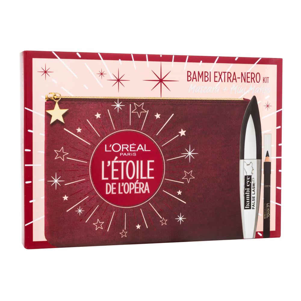 L'Oréal Paris False Lash Bambi Eye Kit Geschenkset Mascara False Lash Bambi Eye 8,9 ml + Kajalstift Superliner Le Khol 0,8 g 101 Midnight Black + Kosmetiketui