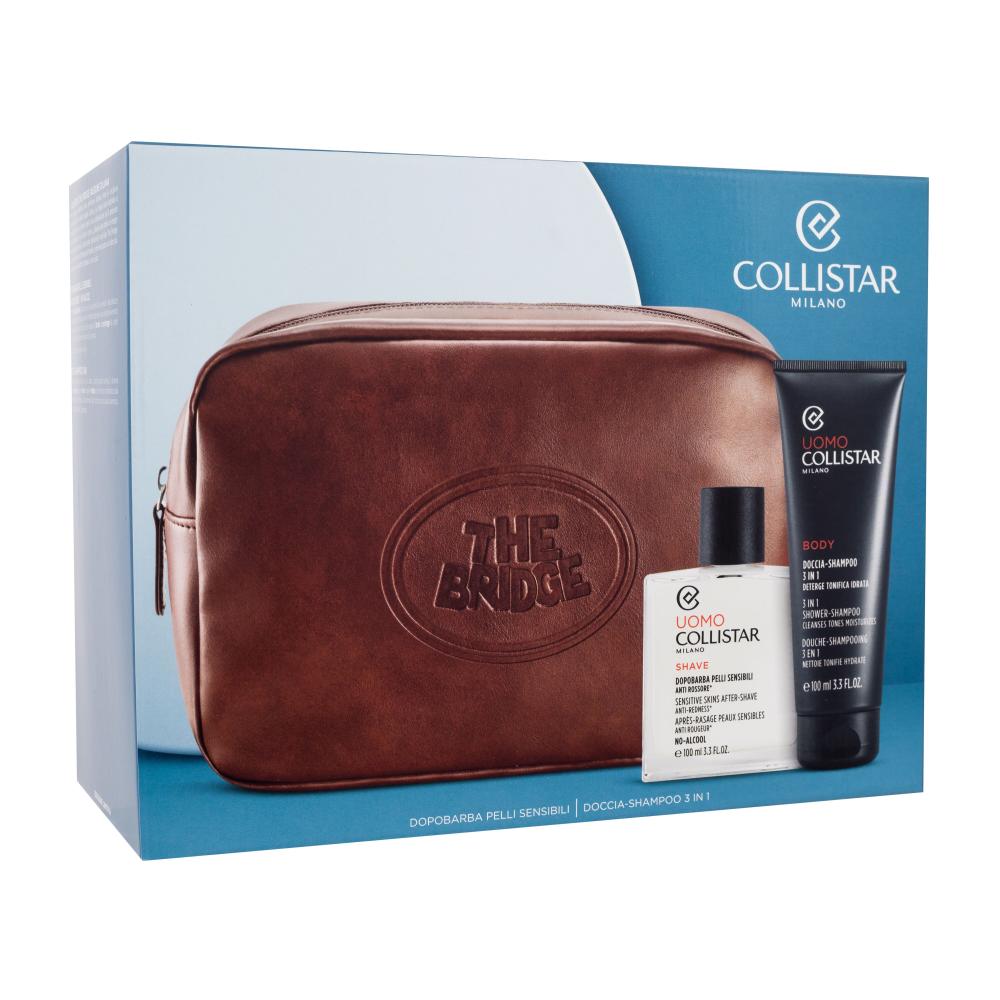 Collistar Uomo Sensitive Skins After-Shave Geschenkset Rasierbalsam Uomo Shave Sensitive Skins After-Shave 100 ml + Duschgel Uomo Body 3 In 1 Shower - Shampoo 100 ml + Kosmetiketui The Bridge