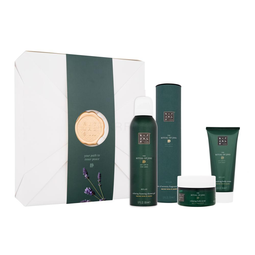 Rituals The Ritual Of Jing 4 Calming Bestsellers Geschenkset Duschschuam The Ritual Of Jing 200 ml + Körperpeeling The Ritual Of Jing 125 g + Körpercreme The Ritual Of Jing 100 ml + Duftstäbchen The Ritual Of Jing 70 ml