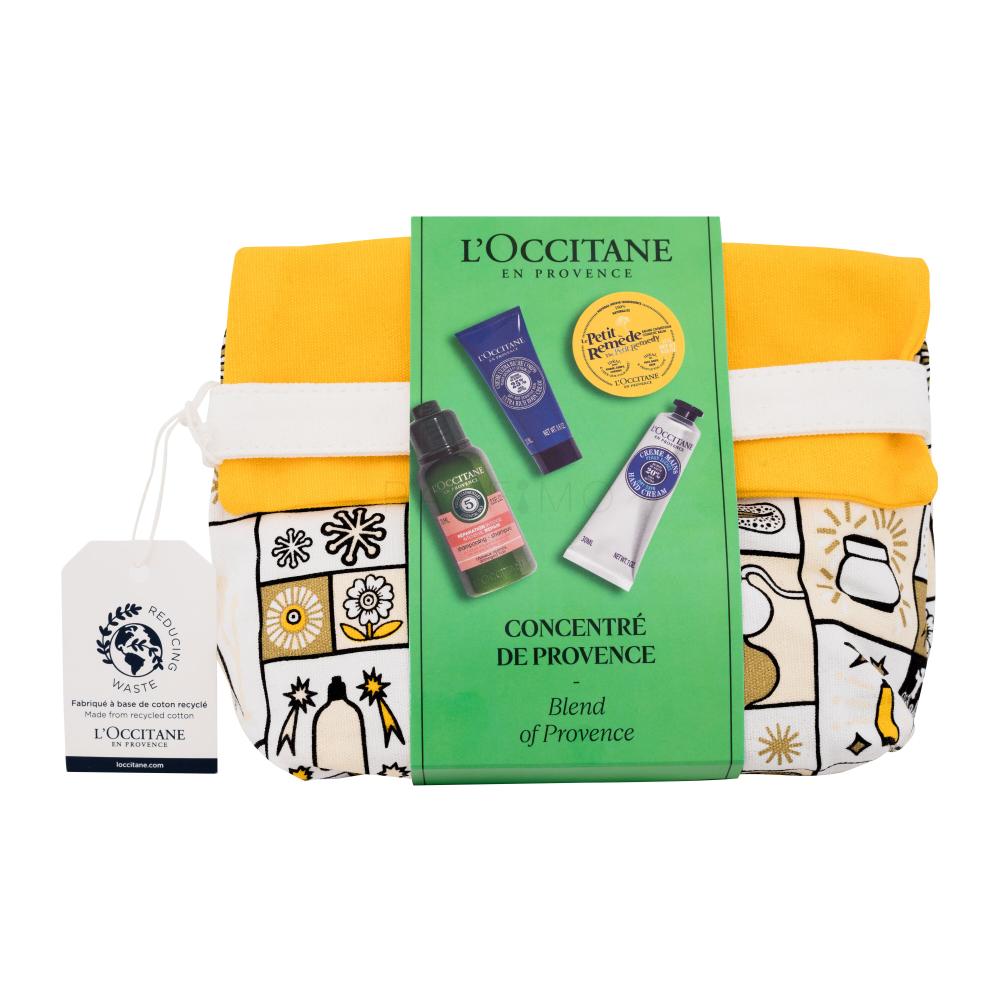 L'Occitane Blend Of Provence Geschenkset Intensive Repair Shampoo 75 ml + Körpercreme Ultra Rich Body Cream 20 ml + Handcreme Shea Dry Skin Hand Cream 30 ml + Balsam Le Petit Remede Multi Purpose Nourishing Balm 15 g + Kosmetiketui