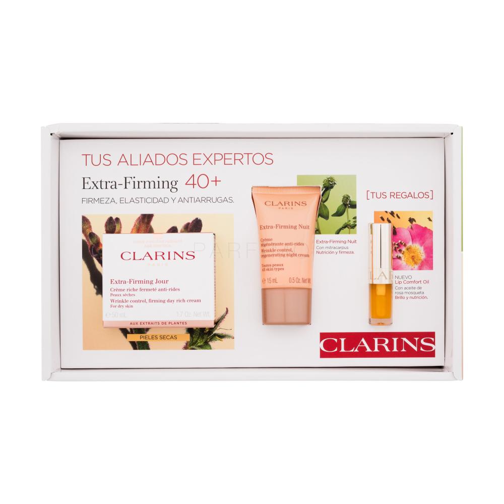Clarins Extra-Firming Gift Set 40+ Dry Skin Geschenkset Tagescreme Extra-Firming 50 ml + Nachtcreme Extra-Firming 15 ml + Lippenöl 1,4 ml