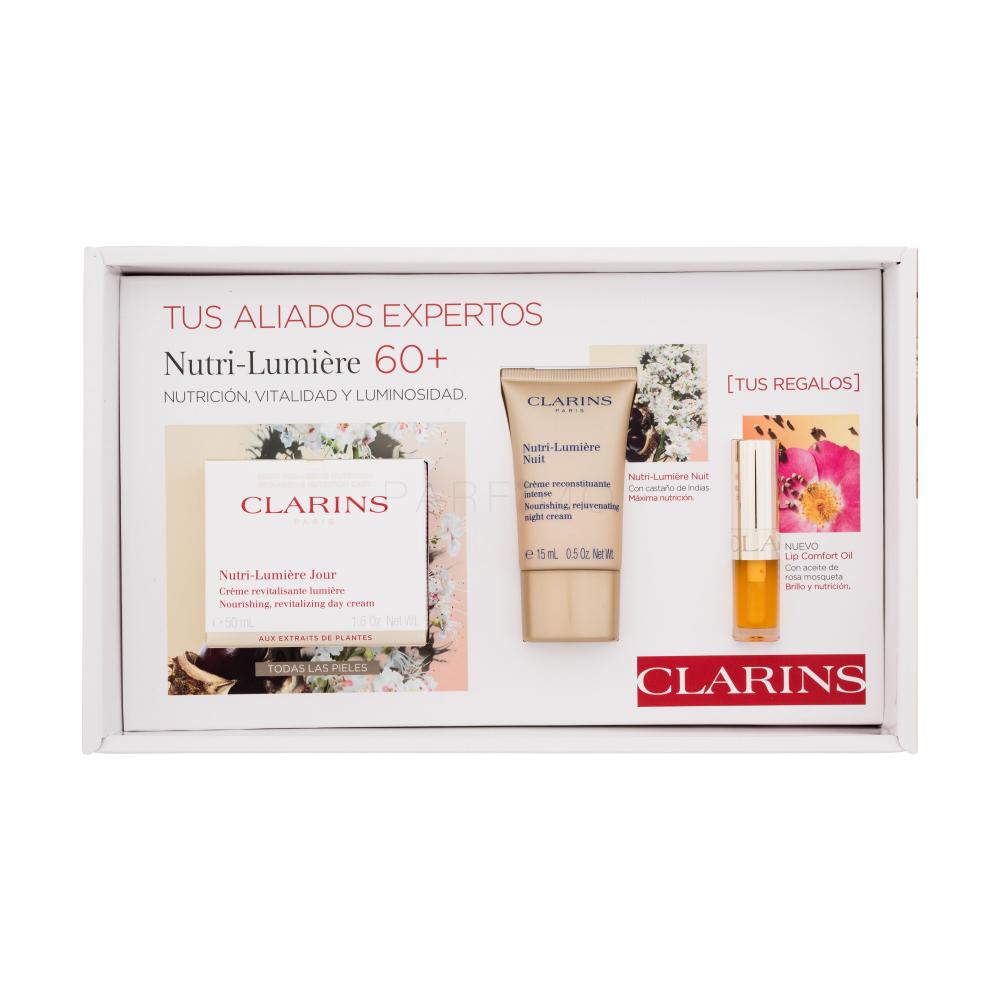 Clarins Nutri-Lumière Gift Set 60+ Geschenkset Tagescreme Nutri-Lumiére 50 ml + Nachtcreme Nutri-Lumiére 15 ml + Lippenöl Lip Comfort Oil 1,4 ml