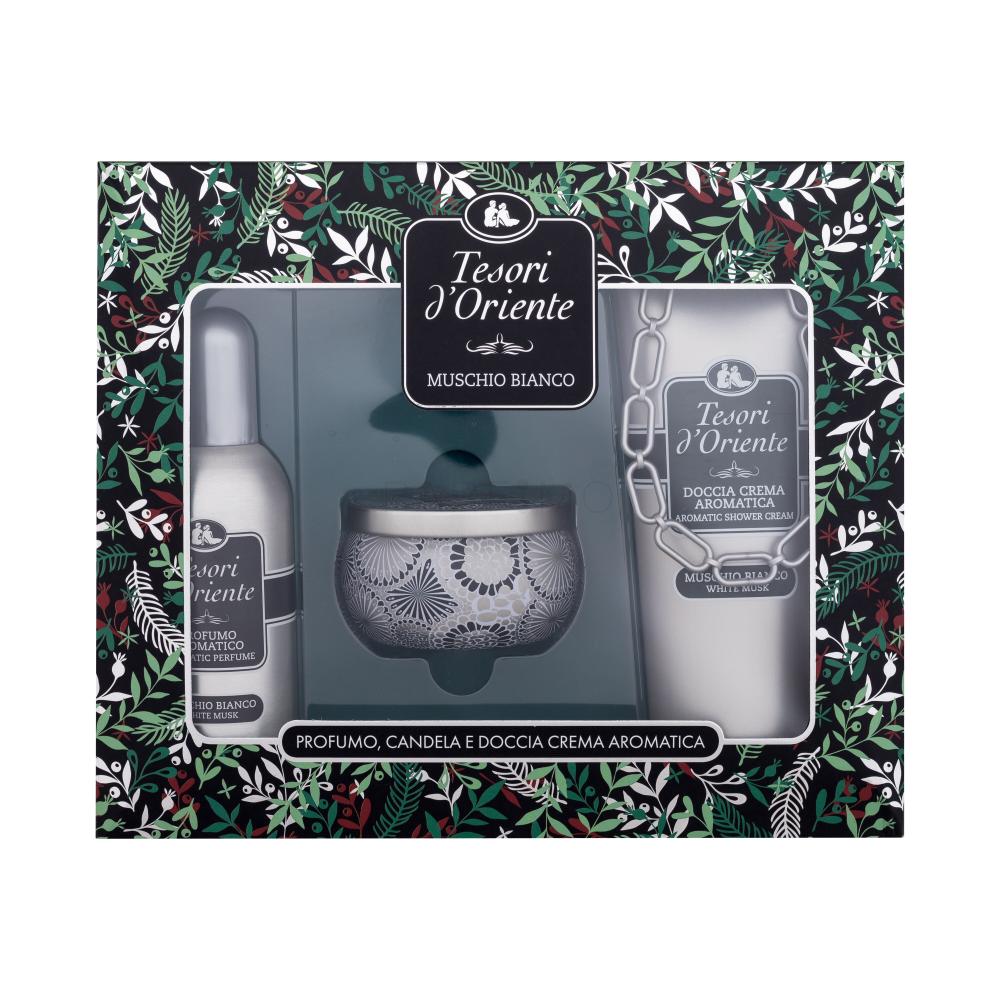 Tesori d´Oriente White Musk Geschenkset Eau de Parfum 100 ml + Duschgel 250 ml + Kerze 109 g