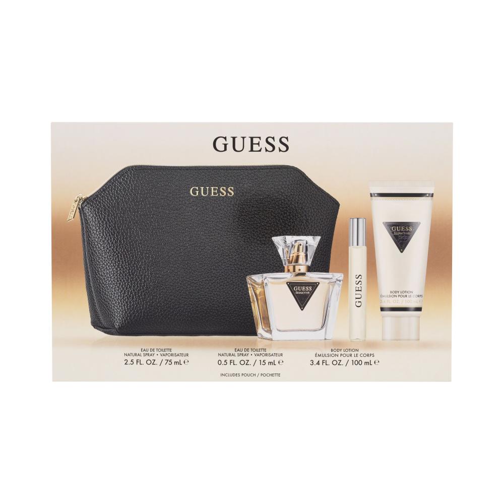 GUESS Seductive SET1 Geschenkset Eau de Toilette 75 ml + Körperlotion 100 ml + Eau de Toilette 15 ml + Kosmetiktasche