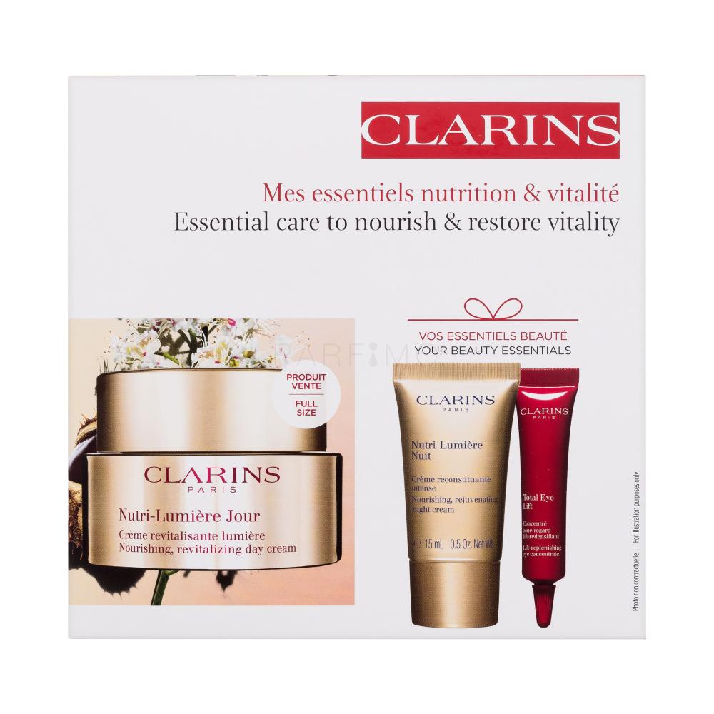 Clarins Nutri-Lumière Revitalizing Day Cream Geschenkset Tagescreme Nutri-Lumiére Jour 50 ml + Nachtcreme Nutri-Lumiére Nuit 15 ml + Augencreme Total Eye Lift 7 ml