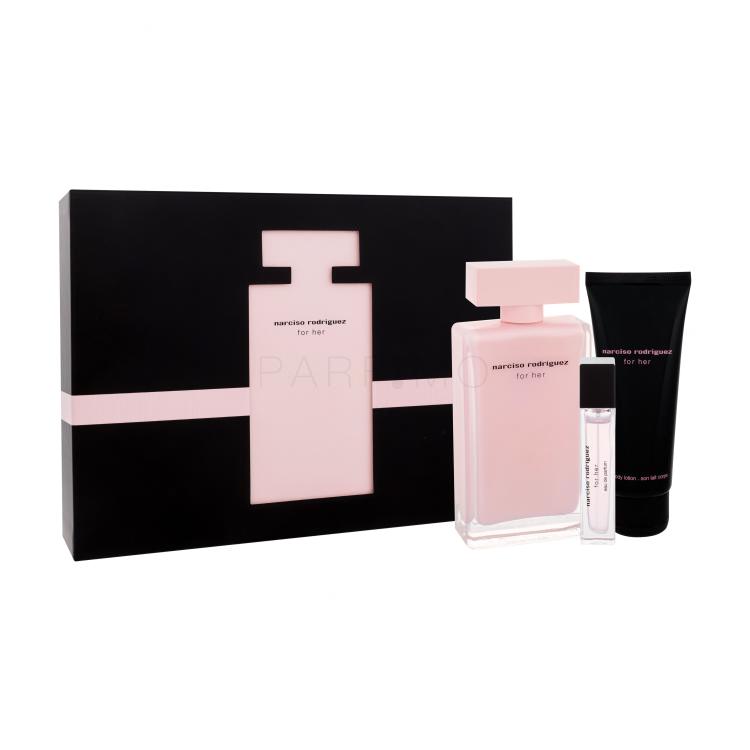 Narciso Rodriguez For Her Geschenkset Edp 100 ml + Körperlotion 75 ml + Edp 10 ml