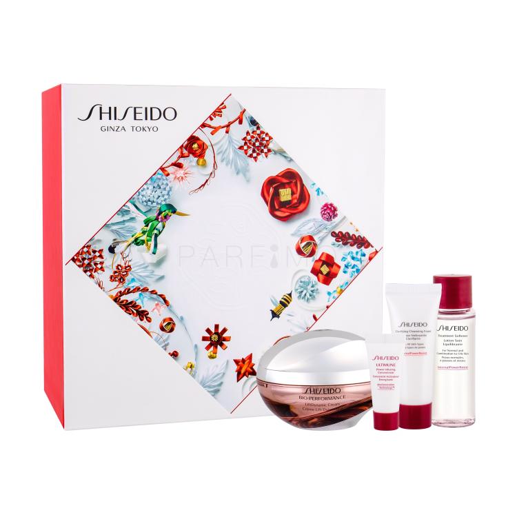 Shiseido Bio-Performance LiftDynamic Cream Geschenkset Tagesgesichtspflege 50 ml + Gesichtsserum ULTIMUNE 5 ml + Reinigungsschaum Clarifying Cleansing Foam 15 ml + Gesichtswasser Treatment Softener 30 ml