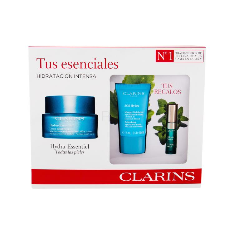 Clarins Hydra-Essentiel Geschenkset Feuchtigkeitscreme 50 ml+ Gesichtsmaske SOS Hydra 15 ml + Lipgloss 2,8 ml 06