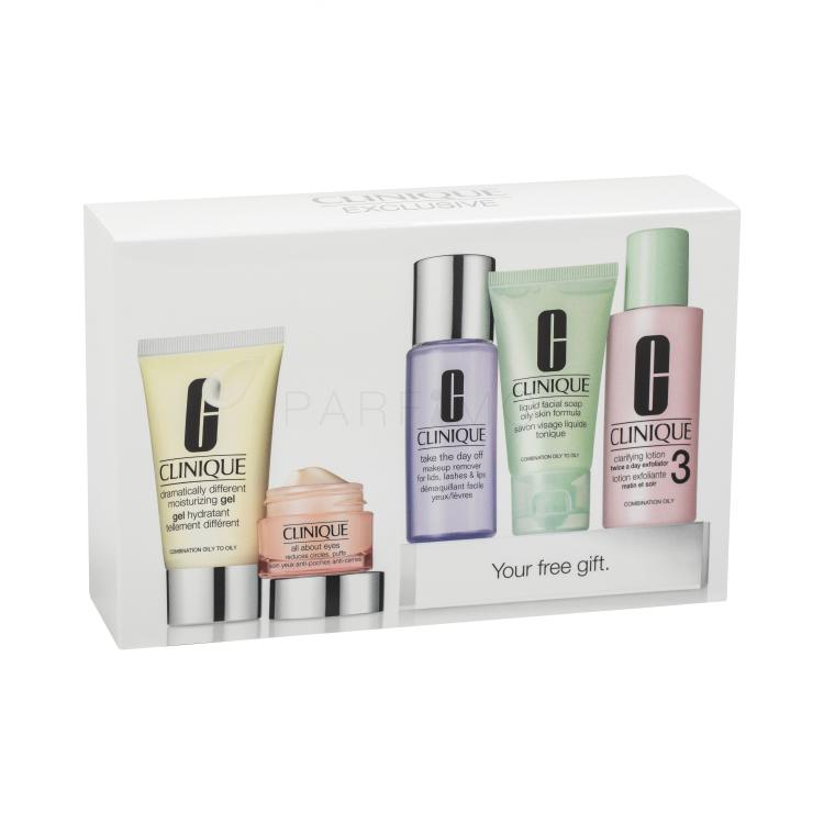 Clinique Daily Essentials Combination Skin Geschenkset 50ml DDM gel + 15ml All About Eyes + 30ml Liquid Facial Soap Mild + 60ml Clarifying Lotion 3 + 50ml Take  the Day Off Makeup Remover