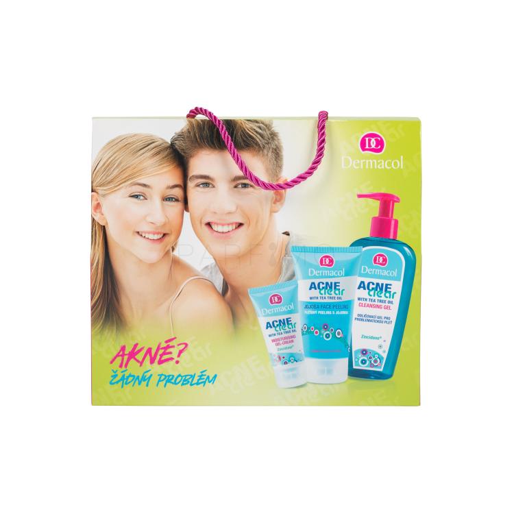 Dermacol AcneClear Geschenkset Make-up Entferner Gel 200 ml + Feuchtigkeitsspendende Gel-Creme 50 ml + Hautpeeling 150 ml