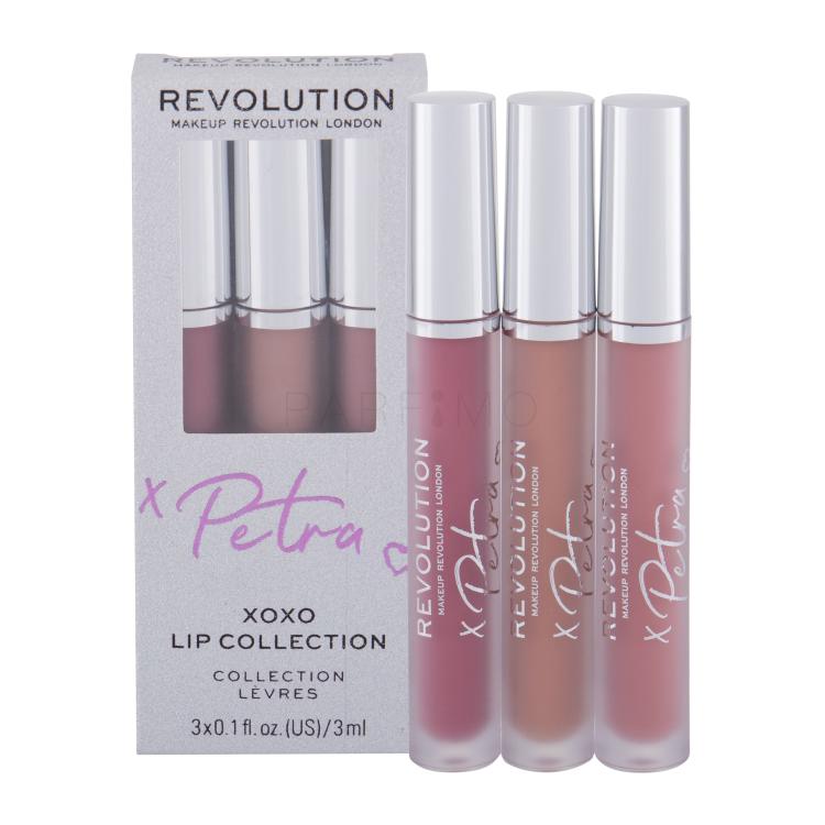 Makeup Revolution London X Petra XOXO Lip Collection Geschenkset Flüssiger Lippenstift  3 ml + flüssiger Lippenstift  3 ml Lip Filler + Lipgloss 3 ml Perfect Nude