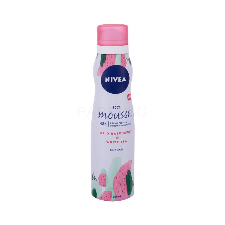 Nivea Body Mousse Wild Raspberry x White Tea 48h Körperlotion für Frauen 200 ml