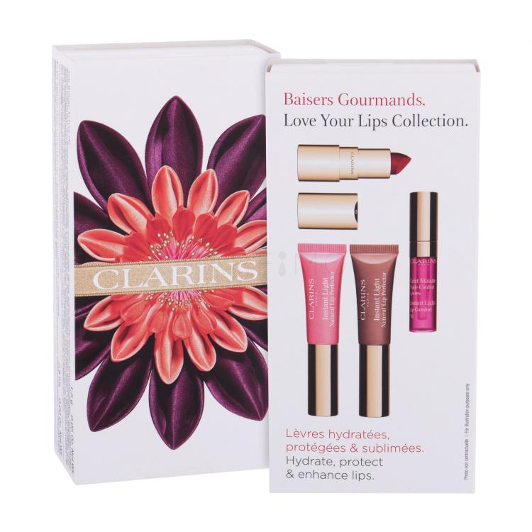 Clarins Joli Rouge Moisturizing Collection Geschenkset Lippenstift 1,5 g + Lippenöl Instant Light 02 Raspberry 2,8 ml + Lipgloss Instant Light 01 Rose 5 ml + Lipgloss Instant Light 06 Rosewood 5 ml