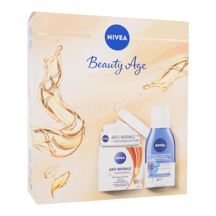 Nivea Beauty Age Geschenkset Tagescreme Anti-Wrinkle + Contouring SPF30 50 ml + Augen-Make-up-Entferner Cornflower 125 ml