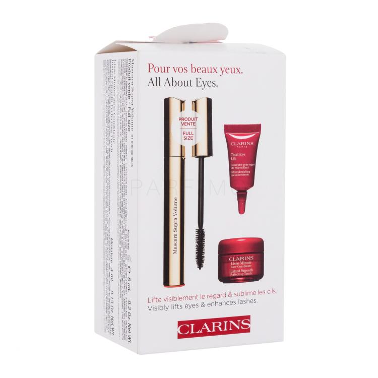 Clarins All About Eyes Geschenkset Mascara Supra Volume 8 ml + Basis Instant Smooth Perfecting Touch 4 ml + Augencreme Total Eye Lift 3 ml