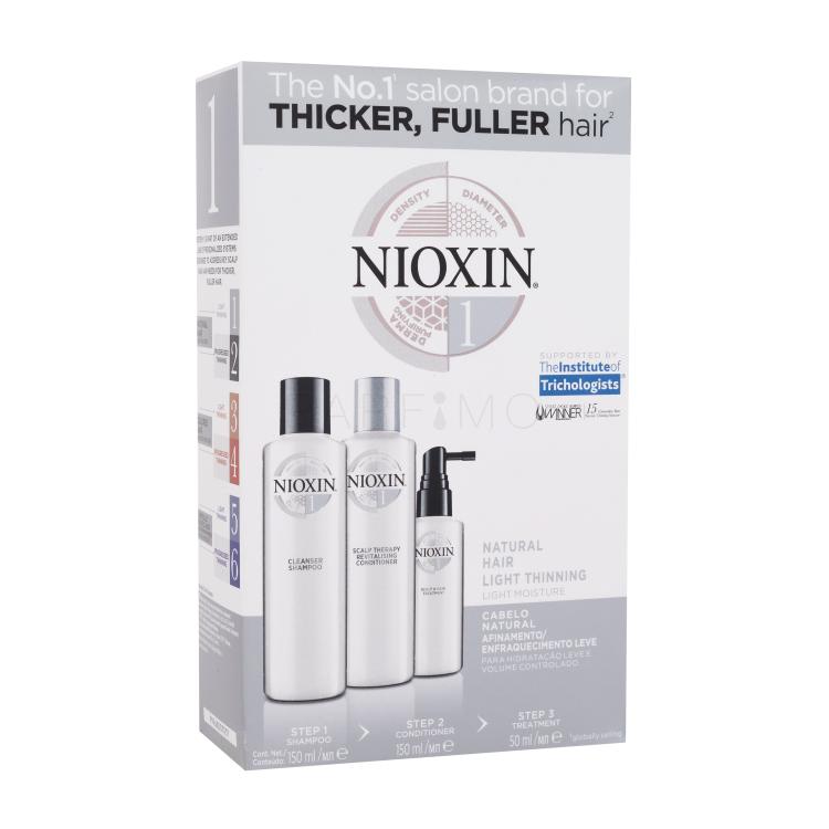 Nioxin System 1 Geschenkset 150ml System 1 Cleanser Shampoo + 150ml System 1 Scalp Revitaliser Conditioner + 50ml System 1 Scalp Treatment