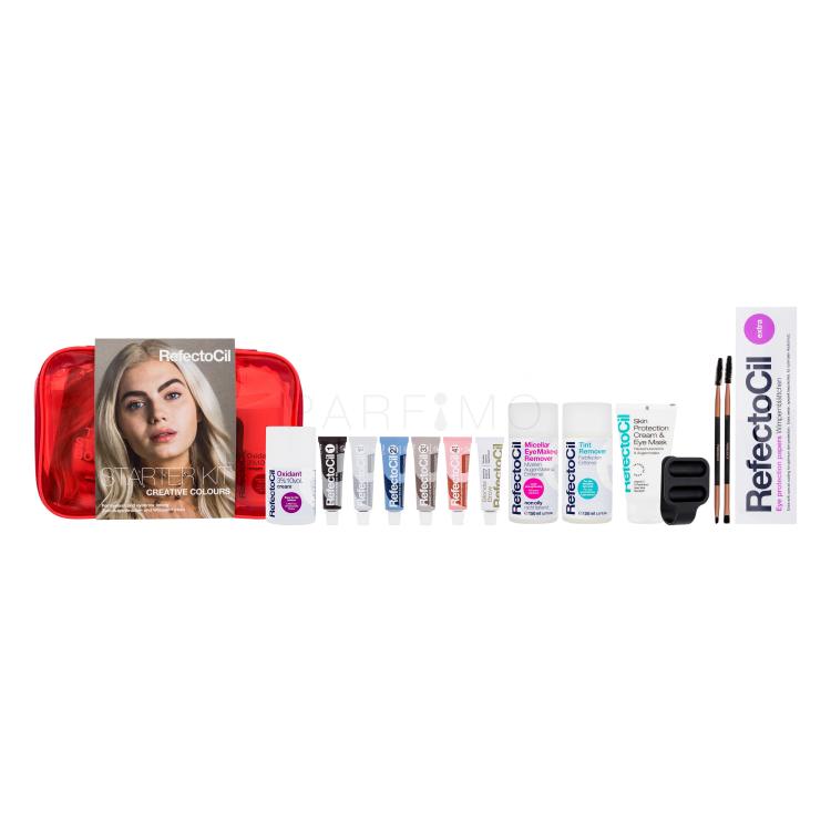 RefectoCil Starter Kit Creative Colours Geschenkset Make-up Entferner Micellar Eye Remover 150 ml + Farbton-Entferner Tint Remover 150 ml + Aktivierungsemulsion Oxidant 3% 100 ml + Augenbrauenfarbe 15 ml 1 + 1.1 + 2.1 + 3.1 + 4.1 + Blonde + Augenmaske Cream &amp; Eye Mask 75 ml + Augenbrauenpinsel 2 St.