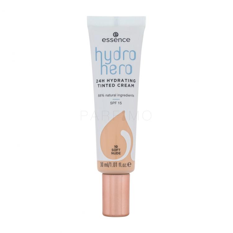 Essence Hydro Hero 24H Hydrating Tinted Cream SPF15 Foundation für Frauen 30 ml Farbton  10 Soft Nude