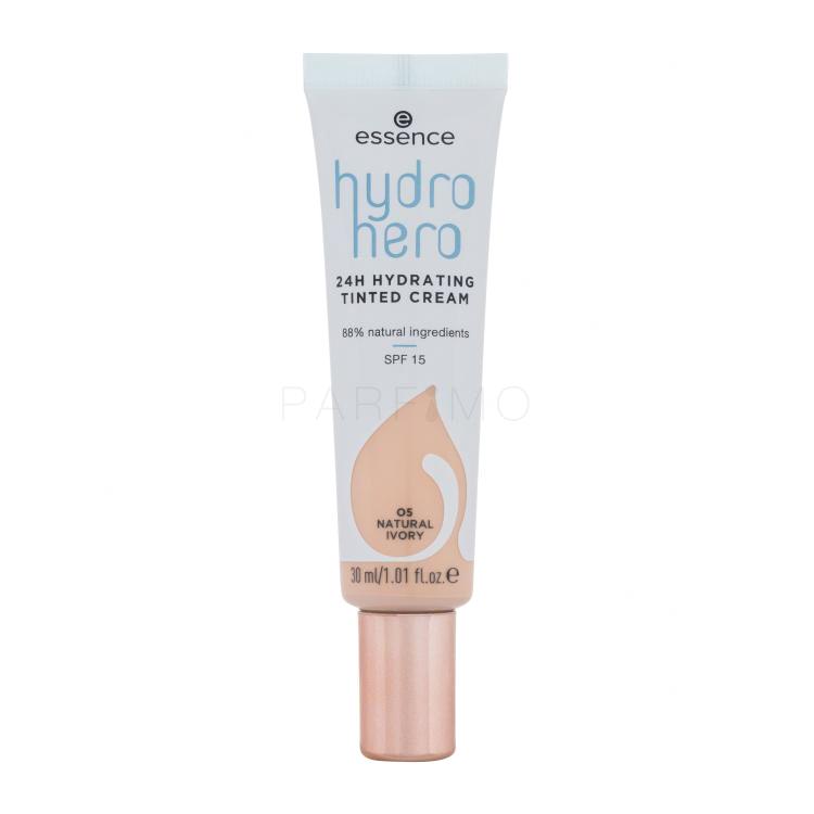 Essence Hydro Hero 24H Hydrating Tinted Cream SPF15 Foundation für Frauen 30 ml Farbton  05 Natural Ivory