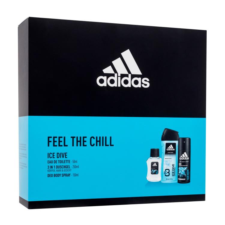 Adidas Ice Dive Geschenkset Eau de Toilette 50ml + Deospray 150 ml + Duschgel 250 ml