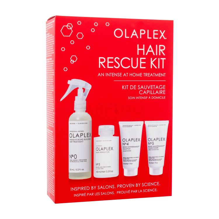 Olaplex Hair Rescue Kit Geschenkset Haarserum Intensive Bond Building Hair Treatment No.0 155 ml + Haarbalsam Hair Perfector No.3 100 ml + Bond Maintenance Shampoo No. 4 30 ml + Bond Maintenance Conditioner No. 5 30 ml