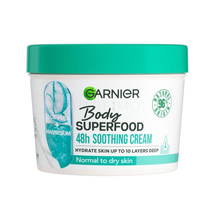 Garnier Body Superfood 48h Soothing Cream Aloe Vera + Magnesium Körpercreme für Frauen 380 ml