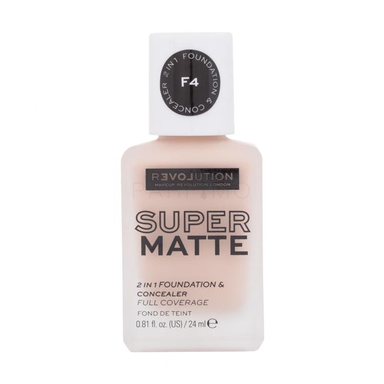 Revolution Relove Super Matte 2 in 1 Foundation &amp; Concealer Foundation für Frauen 24 ml Farbton  F4