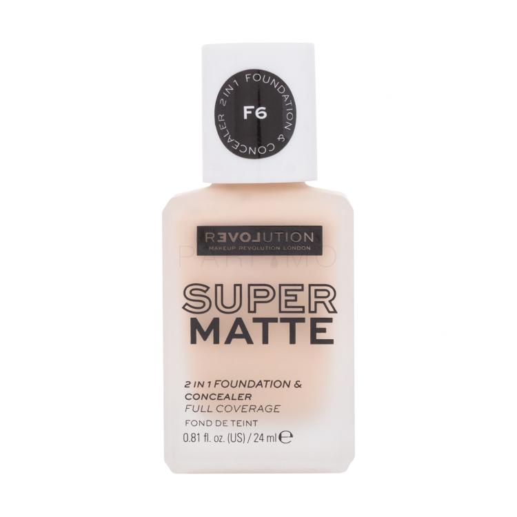 Revolution Relove Super Matte 2 in 1 Foundation &amp; Concealer Foundation für Frauen 24 ml Farbton  F6