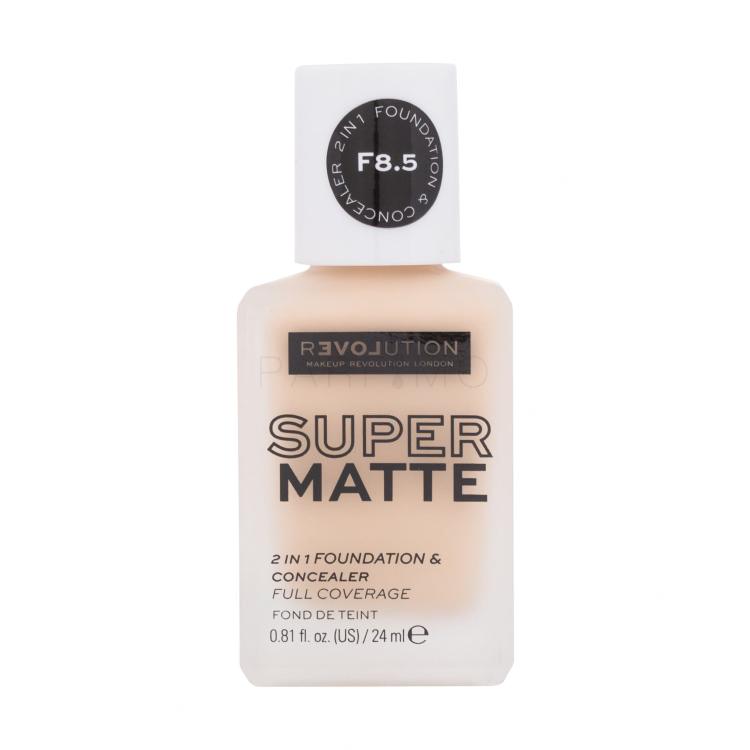 Revolution Relove Super Matte 2 in 1 Foundation &amp; Concealer Foundation für Frauen 24 ml Farbton  F8.5